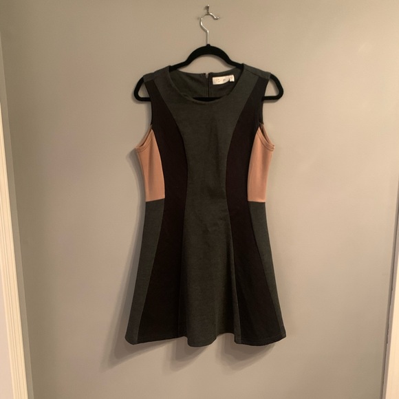 RD Style Dresses & Skirts - Gray/tan/black a line dress in great condition with a back zipper